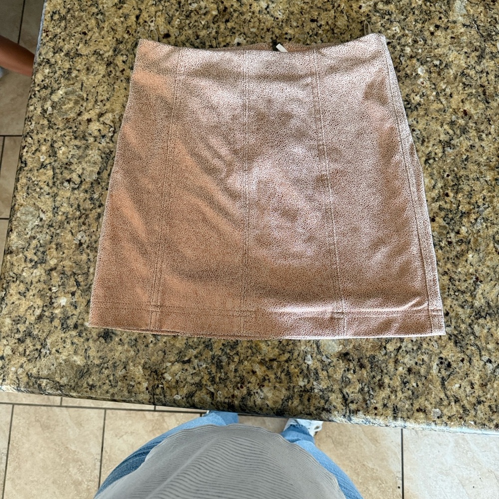 Free People Textured Tan Pencil Skirt